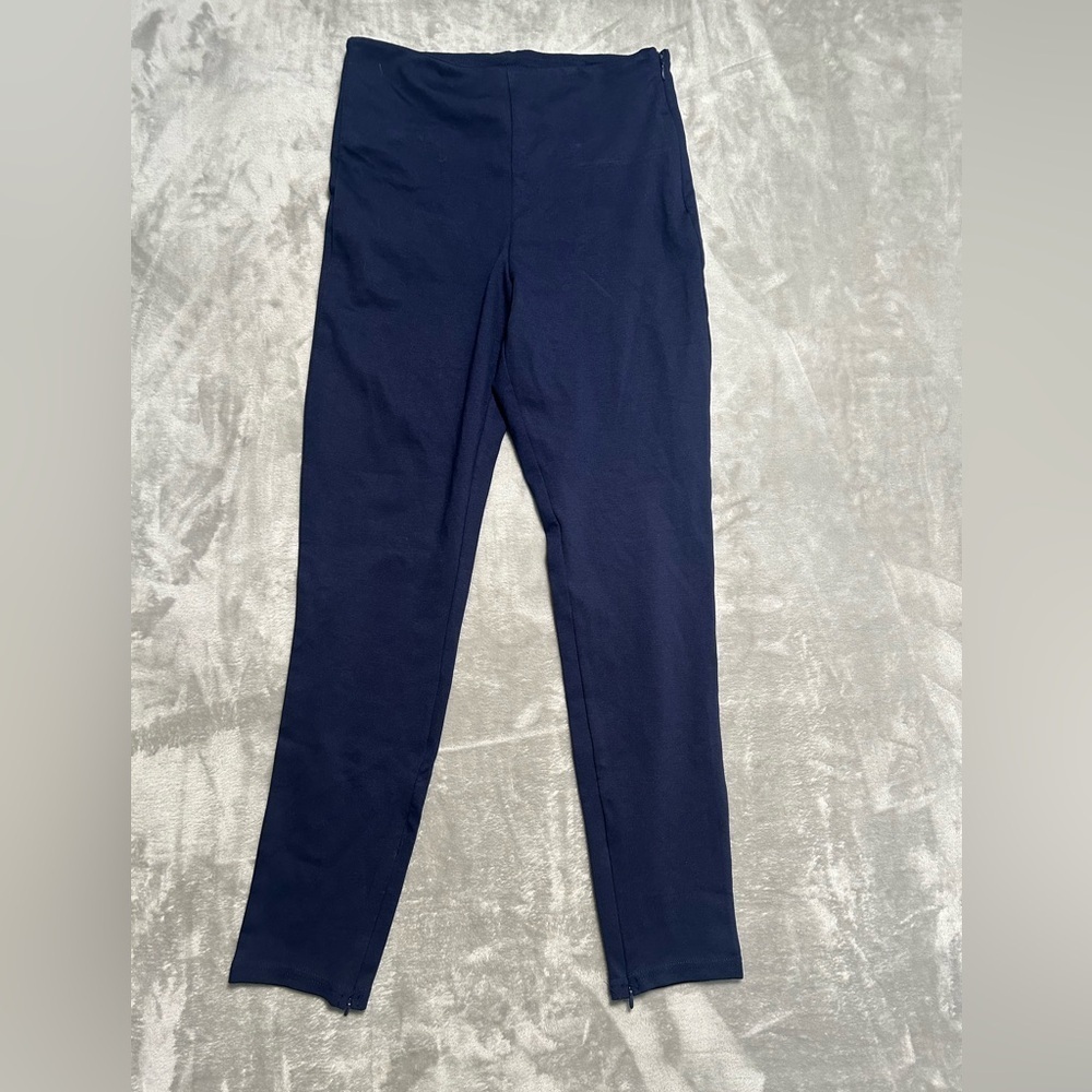 Fabletics Ponte Skinny Zip-Split Pants Women’s Small 5/6 Short Navy Blue